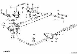 Soupapes/conduite de dispositif d'inject diagram for BMW 5 Series E28 525i