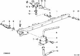 VALVES/PIPES OF FUEL INJECTION SYSTEM diagram for BMW 7 Series E23 733i