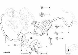 Sterowanie podciśnienia turbosprężarki diagram for BMW 5 Series E39 520d