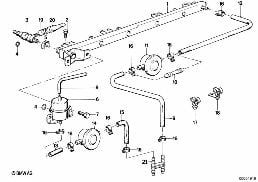 VALVES/PIPES OF FUEL INJECTION SYSTEM diagram for BMW 3 Series E30 325ix