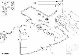 Zásobování palivem/čerpadlo/vedení diagram for BMW X5 E53 4.4i