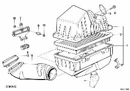 Ansauggeräuschdämpfer/Filtereinsatz diagram for BMW 7 Series E32 750iL
