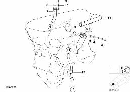 Vevhus-Ventilation/Olje-avskiljare diagram for BMW 3 Series E36 M3