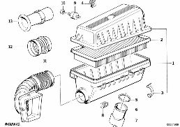 Ansauggeräuschdämpfer/Filtereinsatz diagram for BMW 5 Series E34 535i