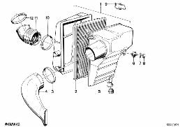 INTAKE SILENCER / FILTER CARTRIDGE INTAKE SILENCER / FILTER CARTRIDGE diagram for BMW 3 Series E21 320i