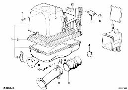 Ansauggeräuschdämpfer/Filtereinsatz diagram for BMW 3 Series E30 M3