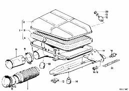 INTAKE SILENCER / FILTER CARTRIDGE INTAKE SILENCER / FILTER CARTRIDGE diagram for BMW 5 Series E28 535i