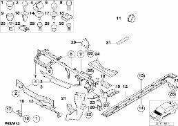 Pcs de carrosserie/plancher/comp.moteur diagram for BMW 5 Series E39 525td