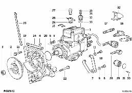Insprutningspump/lagerblock Diesel diagram for BMW 3 Series E36 325tds