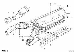 Insugningsljuddämpare / Filterinsats diagram for BMW 3 Series E36 325tds