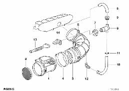 MASS AIR FLOW SENSOR diagram for BMW 3 Series E36 320i