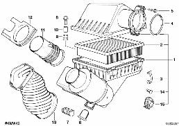 INTAKE SILENCER / FILTER CARTRIDGE INTAKE SILENCER / FILTER CARTRIDGE diagram for BMW 7 Series E32 730i