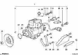 Pompa wtryskowa diagram for BMW 5 Series E34 525td