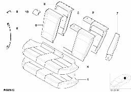 Sitz hinten Polster und Bezug Durchlade diagram for BMW 3 Series E46 M3