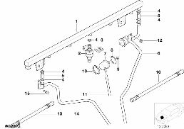 Insprutningsanlaeggning-ventil/ledning diagram for BMW 3 Series E36 M3