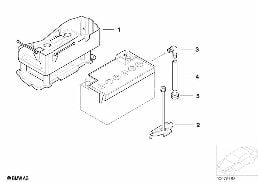 Batteriinfästning och påbyggnadsdelar diagram for BMW 3 Series E46 320Cd