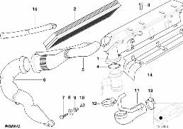 Silencieux d'admission / Filtre diagram for BMW 5 Series E39 525td