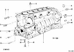Блок-картер двигателя diagram for BMW 7 Series E32 735i