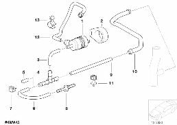 Tanklueftingventil/stoerluftventil diagram for BMW 3 Series E36 M3