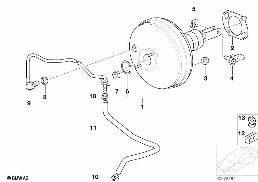 POWER BRAKE UNIT DEPRESSION diagram for BMW 5 Series E39 525i