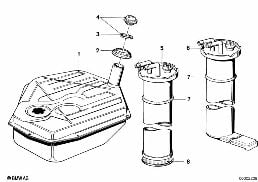 FUEL TANK/ATTACHING PARTS diagram for BMW 5 Series E12 525