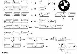 Emblèmes / plaques diagram for BMW 5 Series E39 525td