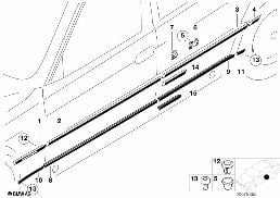 EXTERIOR TRIM / GRILL diagram for BMW 7 Series E38 735iL