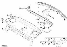REAR WINDOW SHELF / SUN BLIND ELECTR. diagram for BMW 3 Series E46 M3