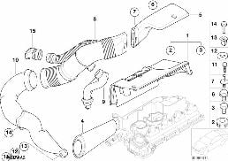 Tłumik szmerów ssania/wkład filtra diagram for BMW 5 Series E39 520d