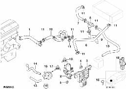 WATER VALVE/WATER HOSE diagram for BMW 5 Series E39 525i
