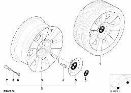 Jante à rayons en étoile (Styl. 83) diagram for BMW 5 Series E39 525td