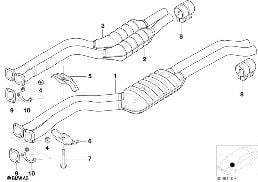 FRONT MUFFLER diagram for BMW 3 Series E46 330Ci