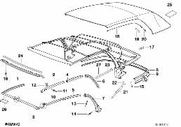 Pezzi montabili di capote diagram for BMW 3 Series E36 320i