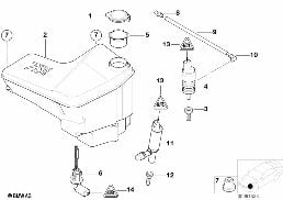 ภาชนะใส่อุปกรณ์ทำความสะอาดไฟหน้า diagram for BMW X5 E53 4.6is