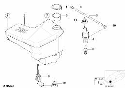 ถังใส่น้ำยาล้างกระจกหน้า diagram for BMW X5 E53 4.6is