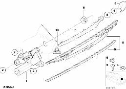 ชิ้นส่วนแยก, ระบบที่ปัดน้ำฝนกระจกหลัง diagram for BMW X5 E53 4.6is