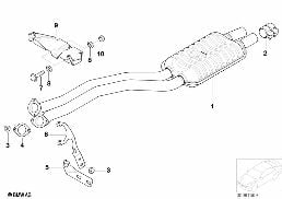 FRONT MUFFLER diagram for BMW 5 Series E39 525i