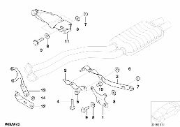 SUSPENSION PARTS EXHAUST diagram for BMW 5 Series E39 525i