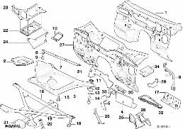 SPLASH WALL PARTS diagram for BMW 3 Series E36 316i 1.6