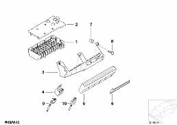 ชิ้นส่วนแยกของแผงฟิวส์ diagram for BMW X5 E53 4.6is