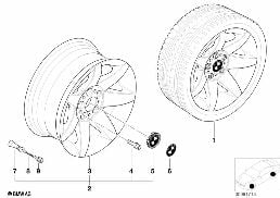 Jante à rayons en étoile (Styl. 81) diagram for BMW 5 Series E39 525td