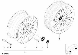 Jante à rayons doubles (Styl. 82) diagram for BMW 5 Series E39 525td