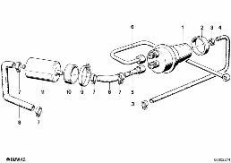 Alimentat.en carburant/filtre/reservoir diagram for BMW 3 Series E21 318i