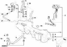 Réservoir de carburant diagram for BMW 5 Series E39 525td