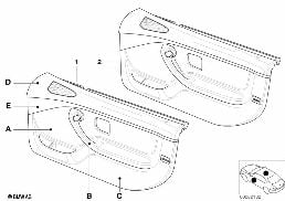 INDIV. DOOR TRIM PANEL,AIRBAG,PART.LEATH diagram for BMW Z3 E36 3.0i