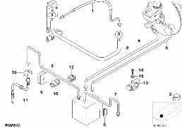 FRONT BRAKE PIPE, DSC diagram for BMW Z3 E36 2.8