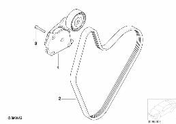 Napęd pasowy pompy wody/prądnicy diagram for BMW MINI R50 Cooper