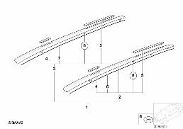 Kit de montage barre de toit diagram for BMW 5 Series E34 525i
