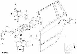 後車門 - 鉸鏈/車門緩衝器 diagram for BMW 3 Series E46 318i