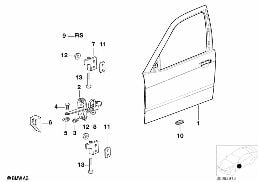 FRONT DOOR-HINGE/DOOR BRAKE diagram for BMW 3 Series E36 316i 1.6